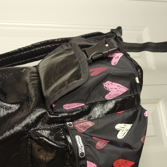 LeSportsac Black Backpack with Red, Pink, White Hearts - Picture 9 of 9